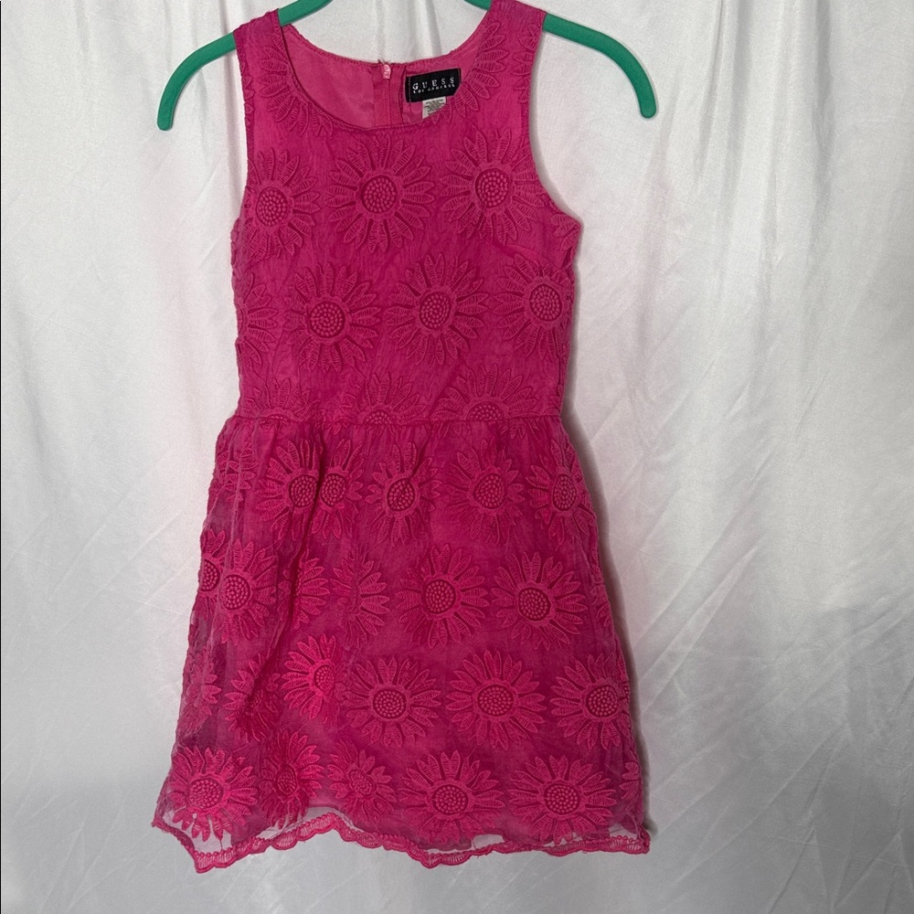 Guess Pink Floral Lace Kids Dress